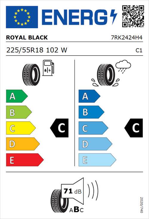 Tyre Label for Royal Black Explorer II 225/55R18 102W