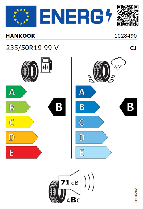 Tyre Label for Hankook Ventus S1 Evo2 (K117A) 235/50R19 99V